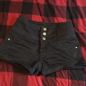 High waisted black shorts